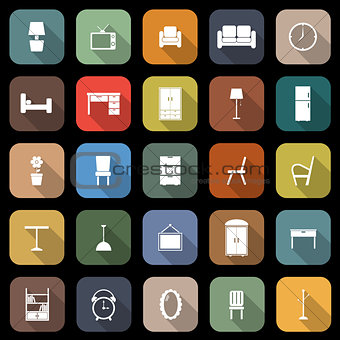 Furniture flat icons with long shadow