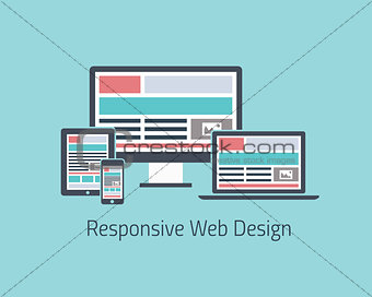 Responsive web design development vector flat style