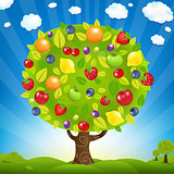 Fruit Tree With Landscape