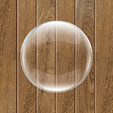 Retro Wooden Background With Glass Ball