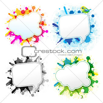 Colorful Grunge Poster With Abstract Speech Bubbles