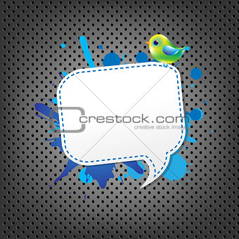 Metal Background With Speech Bubble And Bird