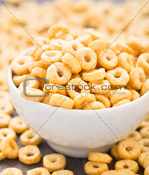 Bowl of honey corn rings