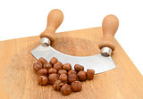 Whole hazelnuts with a rocking knife