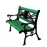 Green painted Bench.