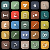 Medical flat icons with long shadow