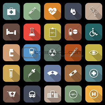 Medical flat icons with long shadow