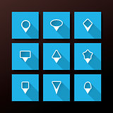 Vector flat icon set - map pins