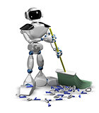 robot with a broom