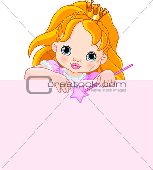 Little princess over blank sign
