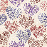 Vector Seamless Pattern with Hand Drawn Hearts