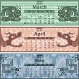 Spring calendar 2014 with mayan ornaments