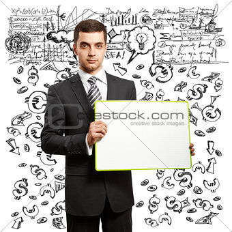 Business Man with Empty Write Board