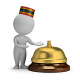 3d small people - bellboy and service bell