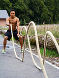 Outdoor fitness with training ropes