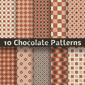 Chocolate vector seamless patterns (tiling).