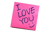 Sticky note with text "I love you "