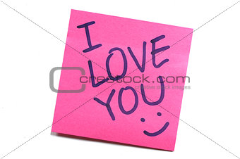 Sticky note with text "I love you "