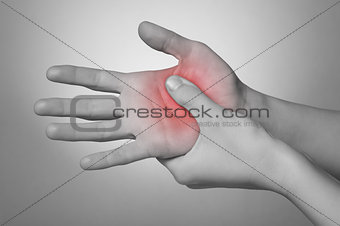 Woman with hand pain