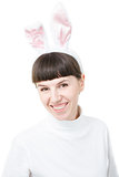 young woman wearing bunny ears