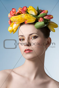spring girl with garland