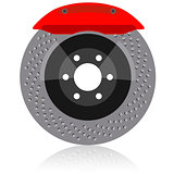 Brake disc with caliper, vector illustration