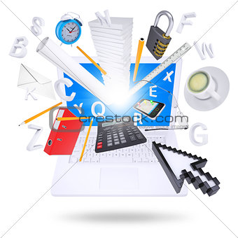 Laptop and office supplies