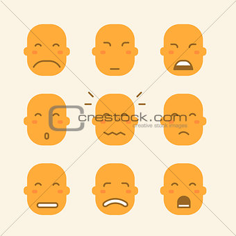 set of icons with yellow faces