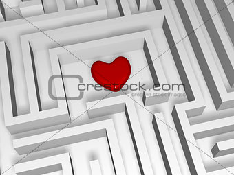 red heart in the centre of labyrinth