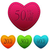 valentines day sale and different percentages rebate in hearts b