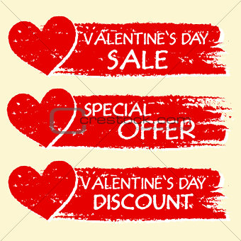 valentines day sale and discount, special offer with hearts in r