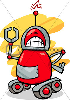 angry robot cartoon illustration