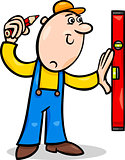 worker with level cartoon illustration