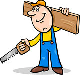 worker with saw cartoon illustration