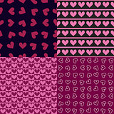 Four seamless patterns with hearts