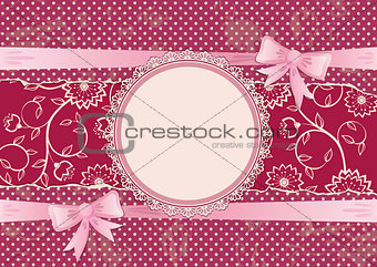 Lace frame and ribbons with bows