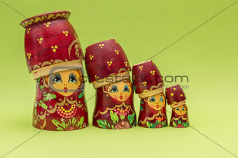 Red russian wooden nesting  dolls