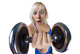 Athletic girl with dumbbells
