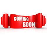 Coming soon red wave ribbon