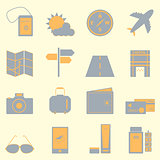 Travel color icons set on light background