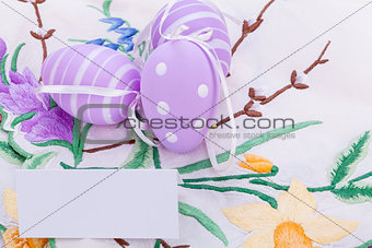 colorful easter egg decoration on wooden background