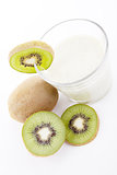 fresh delicious kiwi yoghurt shake cream isolated