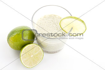 fresh tasty lime citrus yoghurt shake dessert isolated