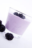 fresh tasty blackberry yoghurt shake dessert isolated