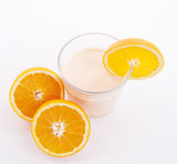 fresh tasty orange yoghurt shake dessert isolated