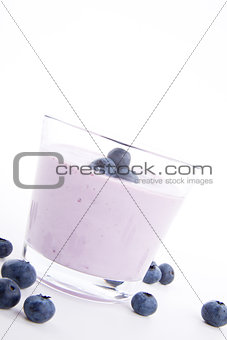 tasty fresh blueberry yoghurt shake dessert isolated