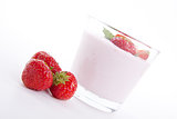fresh deliscious strwaberry yoghurt shake cream isolated