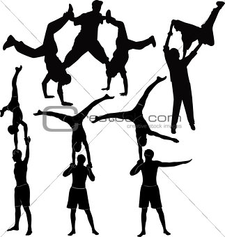 Gymnasts acrobats