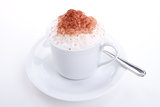 fresh capuccino with chocolate and milk foam isolated