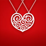 Valentines Day Heart on Red Background